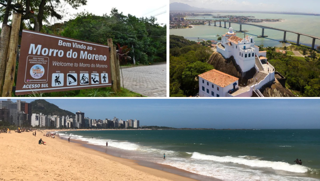 Morro do Moreno, Praia da Costa e Convento da Penha, localizados em Vila Velha ES