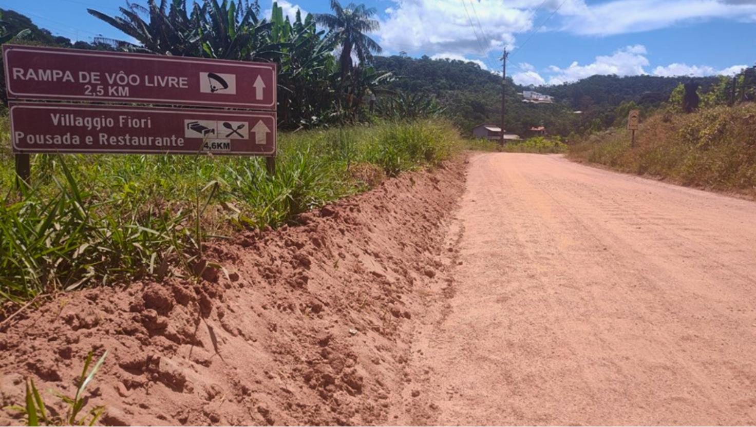 Pavimentação do Circuito Caravaggio, Santa Teresa, foi reiniciada. Foto: Seag/Governo do Estado