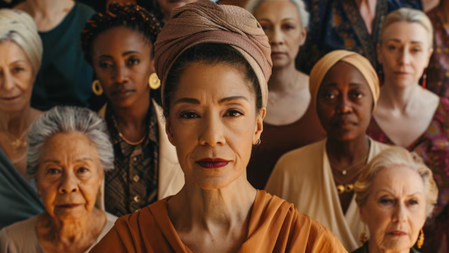 Retrato da diversidade étnica brasileira representada por rostos miscigenados